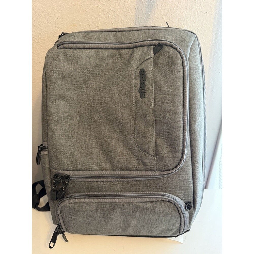 eBags Professional Slim Laptop Backpack 15.6 inch Gray Travel Business Bag.